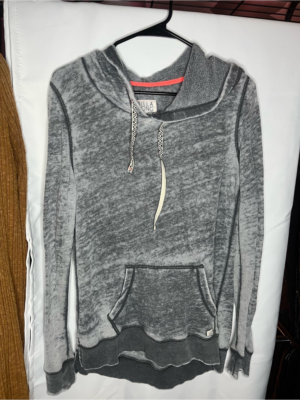 Billabong Gray Washed Pullover Hoodie with Drawcord